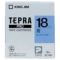 KINGJIM SC18B テプラ PROテープカートリッジ カラーラベル「パステル」 （013-3913） 18mm 青（黒文