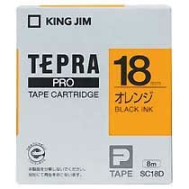 KINGJIM SC18D テプラ PROテープカートリッジ カラーラベル「パステル」 （013-3906） 18mm オレンジ