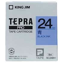 KINGJIM SC24B テプラ PROテープカートリッジ カラーラベル「パステル」 （013-3951） 24mm 青（黒文