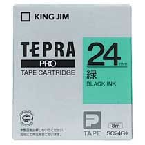 KINGJIM SC24G テプラ PROテープカートリッジ カラーラベル「パステル」 （013-3944） 24mm 緑（黒文