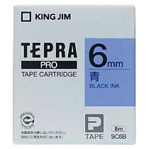 KINGJIM SC6B テプラ PROテープカートリッジ カラーラベル「パステル」 （013-3715） 6mm 青（黒文字）