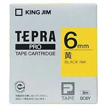 KINGJIM SC6Y テプラ PROテープカートリッジ カラーラベル「パステル」 （013-3692） 6mm 黄（黒文字）