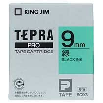 KINGJIM SC9G テプラ PROテープカートリッジ カラーラベル「パステル」 （013-3746） 9mm 緑（黒文字）