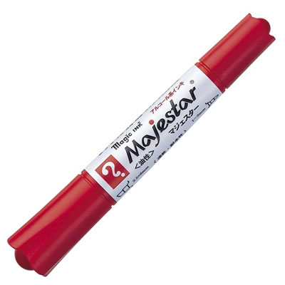寺西化学 MMJ50-T2 油性ツインマーカー マジックインキマジェスター 太字+細字 赤 (313-4955)