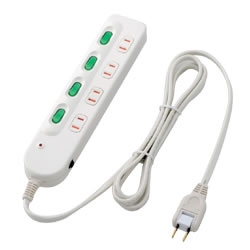 ロアス TAP-N037-20 安全タップ(節電) 2P4個口