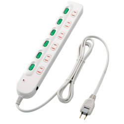 ロアス TAP-N038-20 安全タップ(節電) 2P6個口