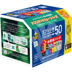 
IC6CL50 エコリカ リサイクルインク 6色セット  BOXパック（ECI-E506P-V/BOX）
 エコリカ リサイクルインク（BOXパック）