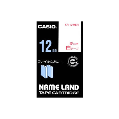 CASIO XR-12WER NAME LAND スタンダードテープ 12mm 白赤文字