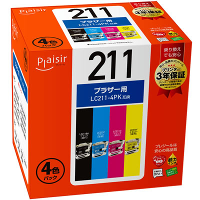 Plaisir PLE-BR211-4P インク 4色パック 汎用品 