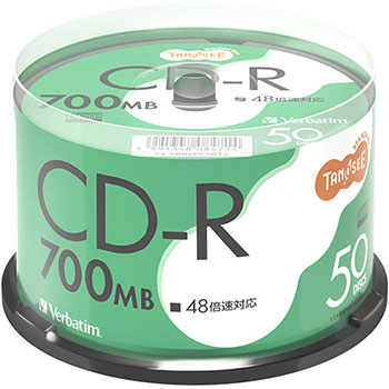 Verbatim SR80FC50T2 データ用CD-R 700MB 48倍速 ブランドシルバー スピンドルケース