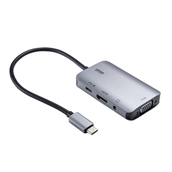 サンワサプライ AD-ALCHV02 USB Type C-HDMI/VGA変換アダプタ(4K/30Hz/PD対応)
