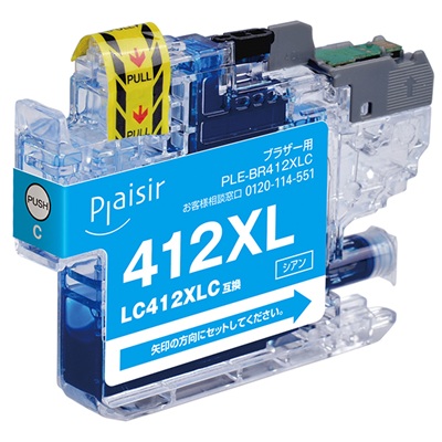 Plaisir PLE-BR412XLC インクカートリッジ シアン 汎用品