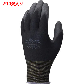 ショーワグローブ B0500-LBLK10P 簡易包装パームフィット手袋 L ブラック