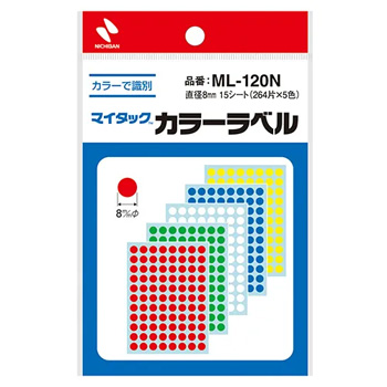 ニチバン ML-120N マイタック カラーラベル 円形 8φ 5色セット