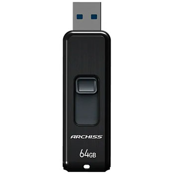 アーキス AS-064GU3-PSB スライド式フラッシュメモリ 64GB ブラック
