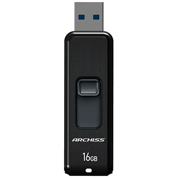 アーキス AS-016GU3-PSB スライド式フラッシュメモリ 16GB ブラック