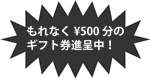 もれなく\500分のギフト券進呈中！