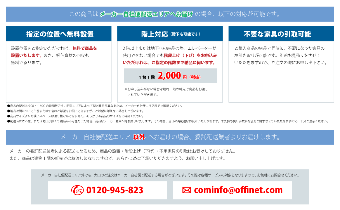 メーカー自社便配送エリアのサービス