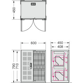 TPC-30 タブレット・スレートPC充電収納保管庫 固定型（30台・一括収納）寸法図
