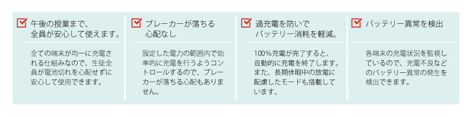 午後の授業まで生徒全員が安心して使え、バッテリーも長持ちの高機能