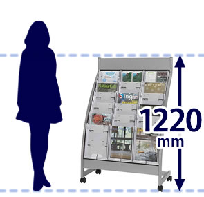 お客様の視線を遮らず、壁面以外に設置しても見通しの良い高さ1220mmのロータイプ。