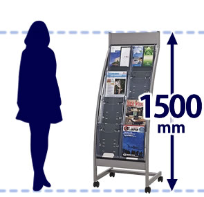 女性も上段まで手に取りやすい、高さ1500mmの標準タイプ。壁面などへの設置に適しています。