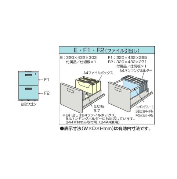 2段ワゴン・引出し詳細