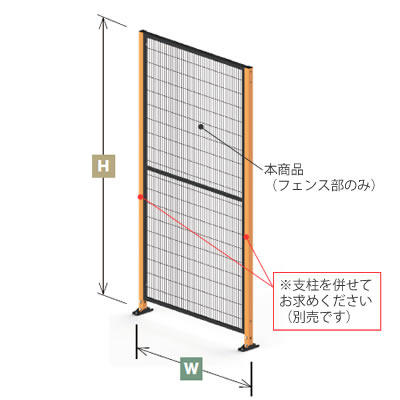 この商品はパネル（フェンス）部分のみの商品です。脚や柱は付属しませんので、別途タイプをお選びいただき、お求めください