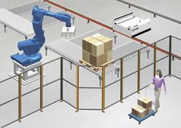 ロボットの動作エリアなど、工場内の危険区域の設置イメージ
