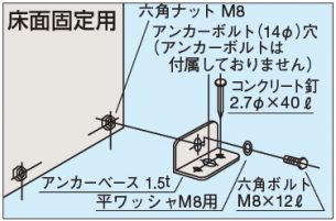 床面固定用標準装備