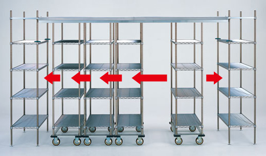 シェルフごと動かせる移動棚