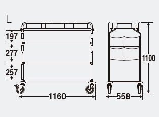 ホテルリネンワゴンLサイズの寸法図