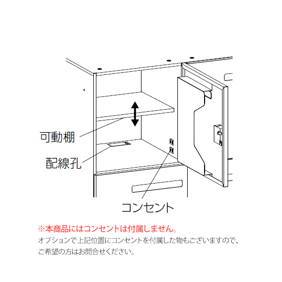 扉内部イメージ（可動棚・ポスト付き）