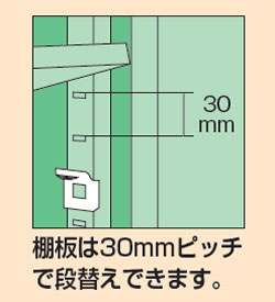 30mmピッチで段替えできます。