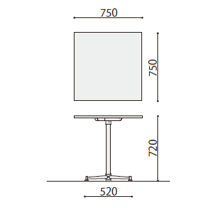 多目的テーブルASO-CF7575の寸法図