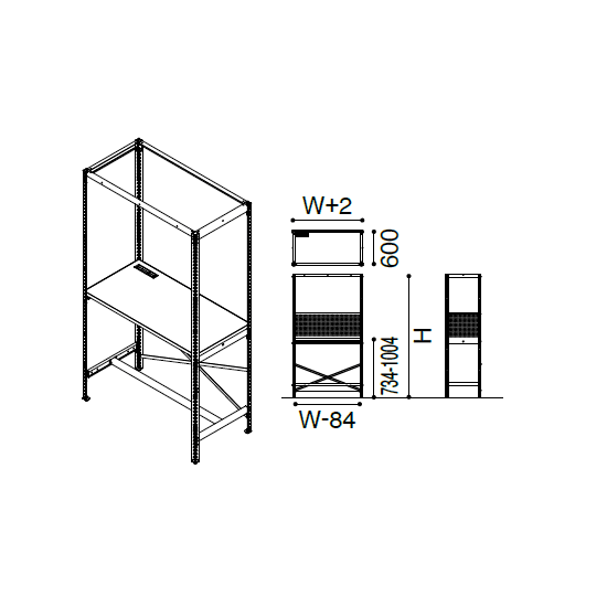 寸法図（ラック作業台共通）