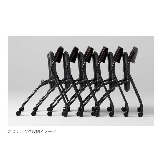 座をたたんで簡単にコンパクトに収納できます。（スタックピッチ：185mm）