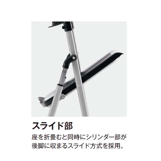 折りたたむとシリンダー部が後ろ脚に収まります。