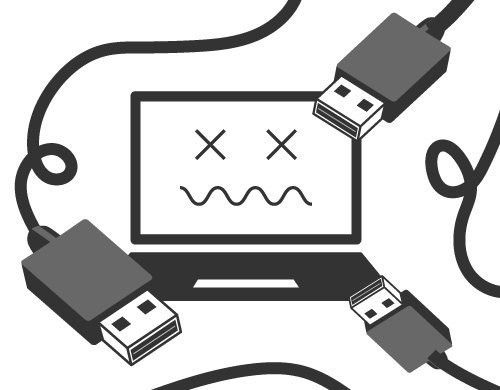 PCに複数のケーブルを接続するのが面倒