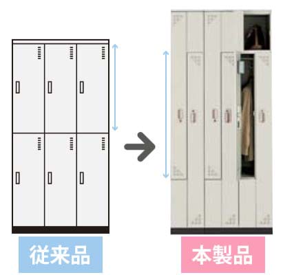 既存の6人用ロッカーの悩みを解消