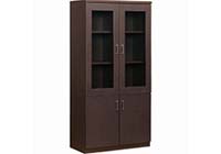 ガラス書棚 幅900×奥行450×高さ1800mm ダークブラウン