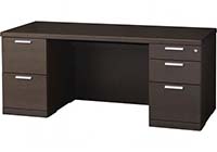 両袖デスク 幅1800×奥行750×高さ740mm ダークブラウン