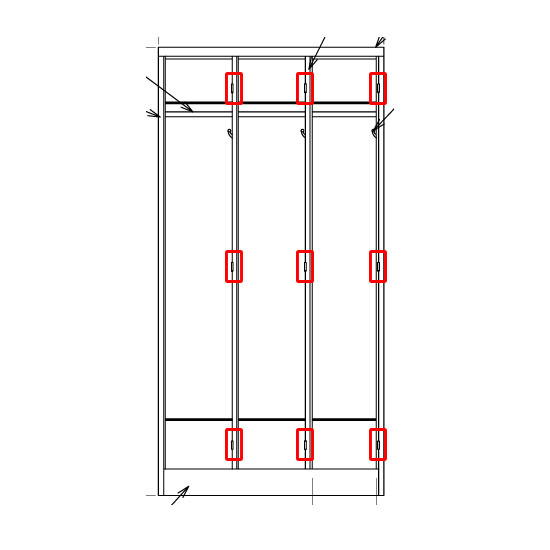 ※赤枠にて扉と枠をつなぐ蝶番は残っていますのでご注意ください。