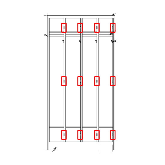 ※赤枠にて扉と枠をつなぐ蝶番は残っていますのでご注意ください。