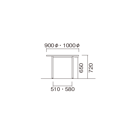 ATS 丸形アジャスター脚 共通寸法図