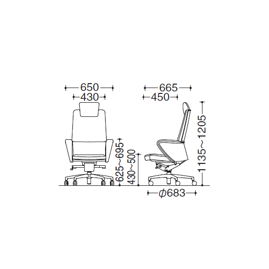 寸法図(デザイン肘) 寸法図(デザイン肘)