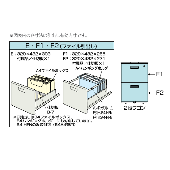 引き出し内寸一覧