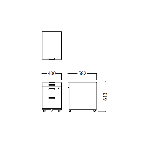 寸法図（LCS 3段ワゴン）