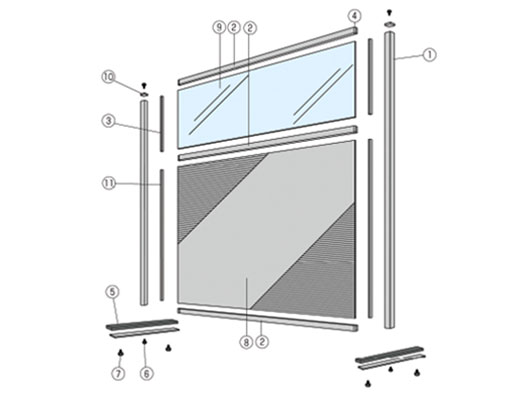 SF-30A 工場用衝立 各部材図面