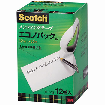3M MP-12 スコッチ メンディングテープ エコノパック 大巻 (910-1227)1セット=120巻:12巻×10パック 